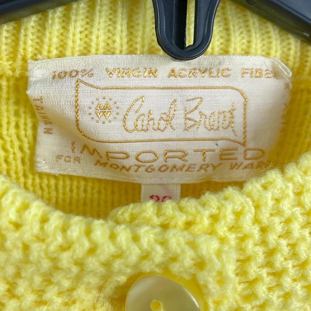 NWT Vintage 50’s 60’s Carol Brent Yellow Knit button Cardigan Size 36 - Picture 9 of 10